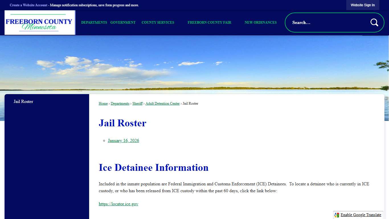 Jail Roster | Freeborn County, MN - Official Website