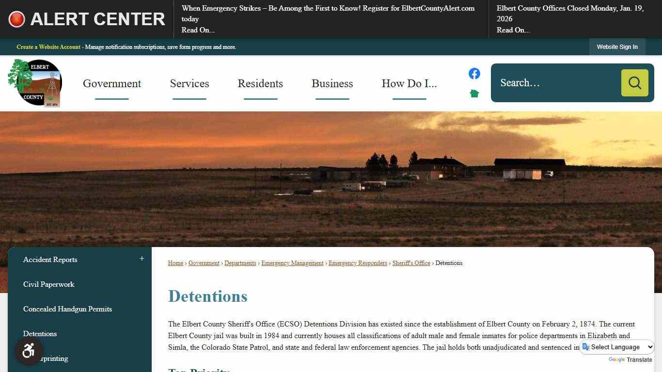 Detentions | Elbert County, CO
